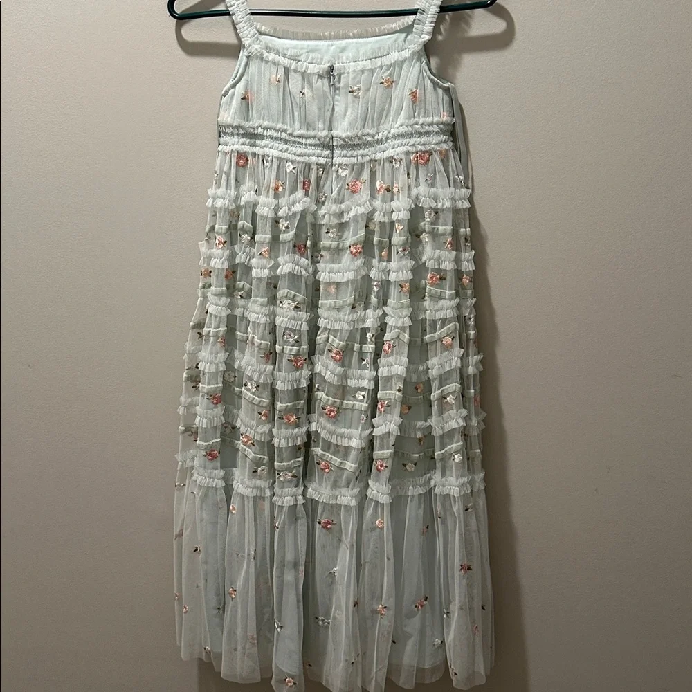 Mac Duggal Girls Ruffled Floral Embroidered Gown - Picture 10 of 15